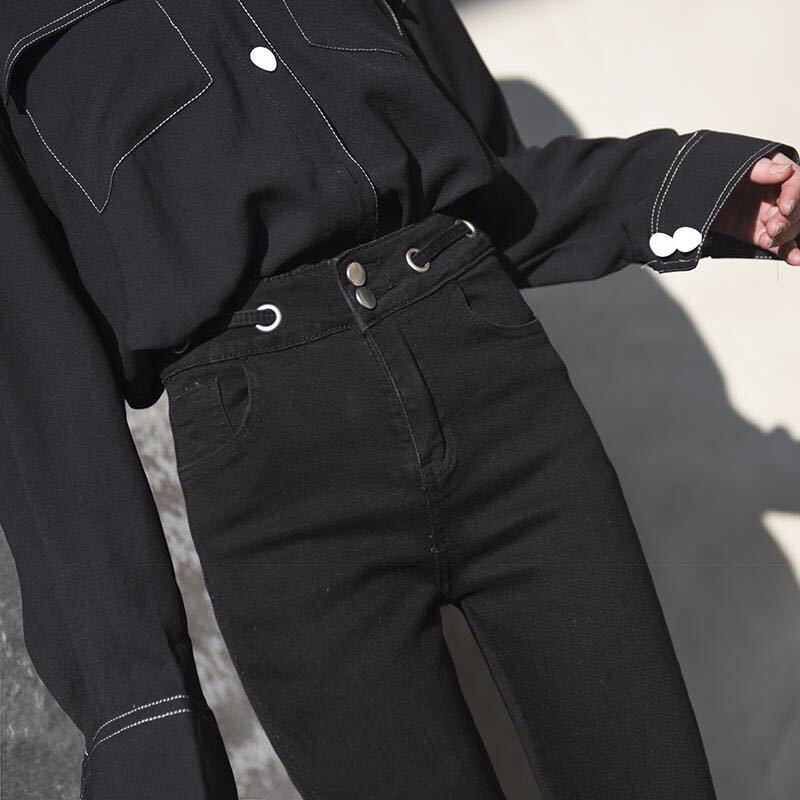Quần Jeans Dài Phối Màu Tương Phản Thời Trang Cho Nữ Size S-2Xl 3 S