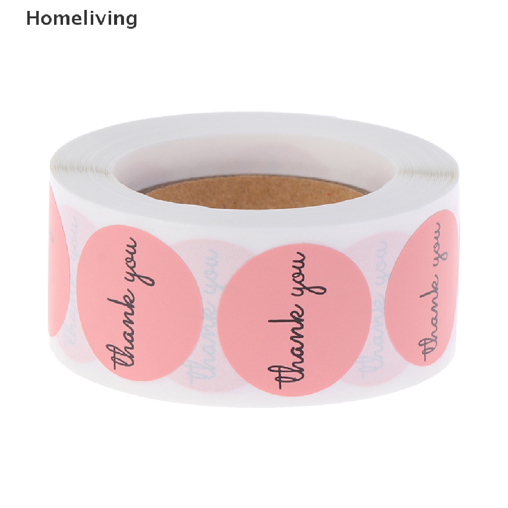 Cuộn 500 Sticker Thank You 1inch Màu Hồng Dùng Để Trang Trí Tiệc