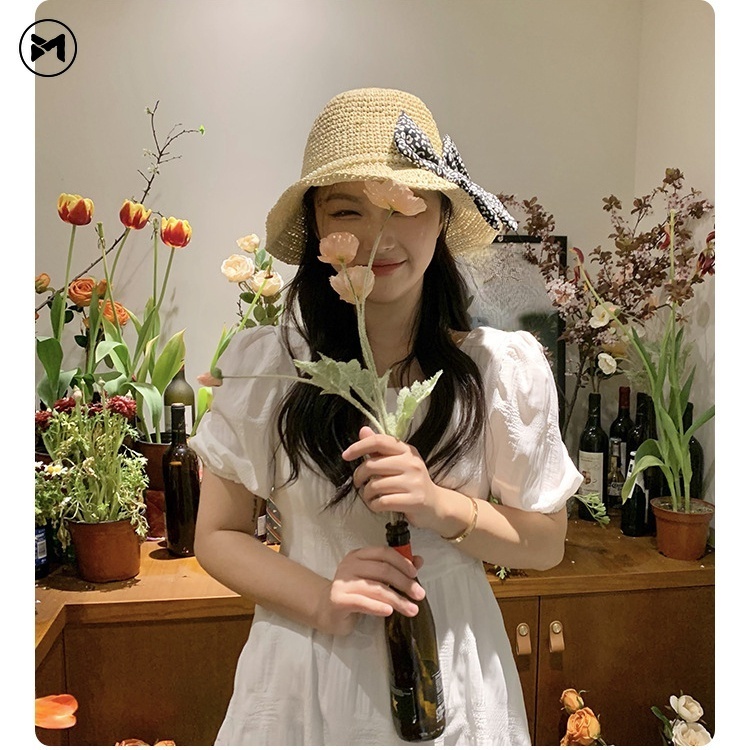 Nón Cói Rộng Vành Đính Nơ Và Ngọc Trai Phong Cách Thời Trang Pháp Hàng Mới 2022