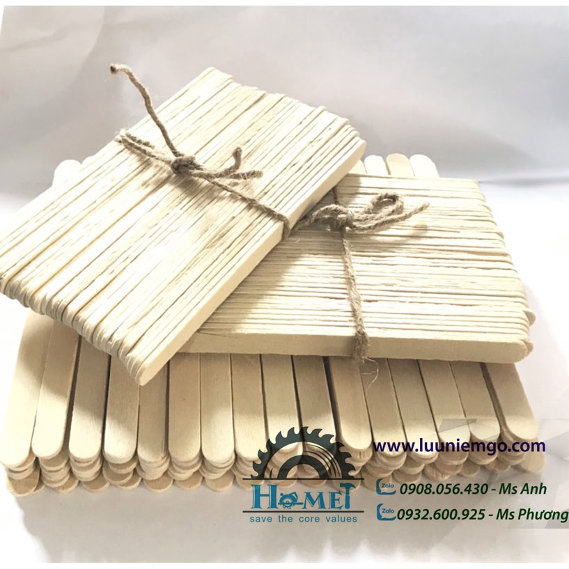 QUE KEM GỖ LÀM MÔ HÌNH - NGANG 1CM : 6.5CM/11.5CM/14.5CM