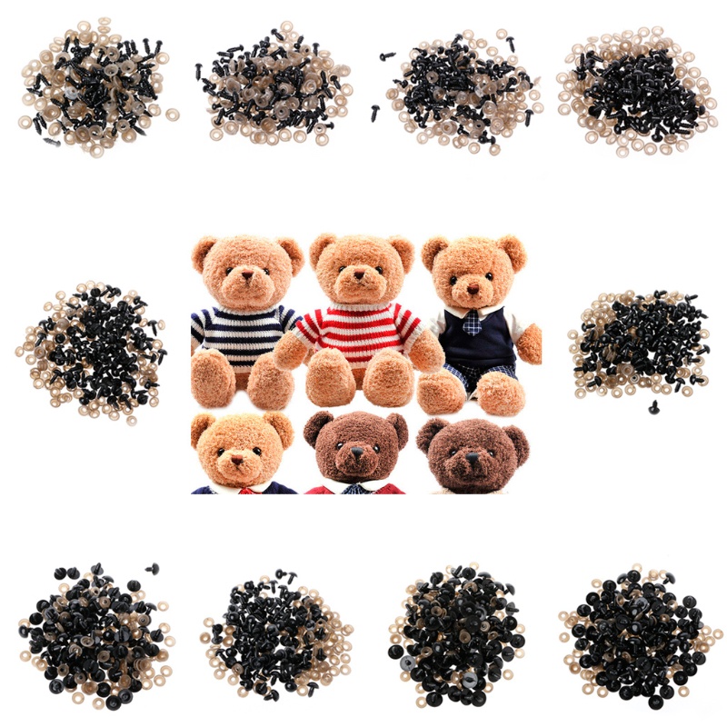 Set 100 Mắt Nhựa Màu Đen An Toàn Cho Búp Bê