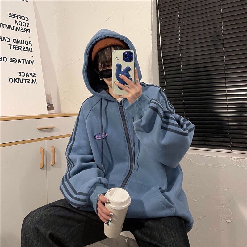 Aó khoác nỉ ba sọc tay bồng hót | BigBuy360 - bigbuy360.vn