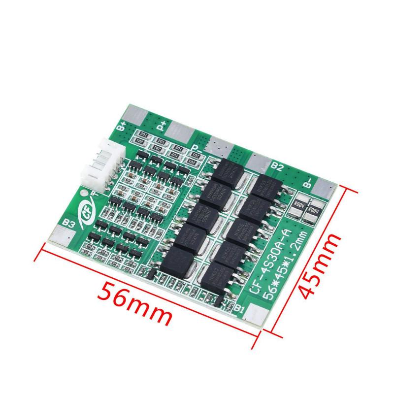 Bảng mạch cân bằng Pcb 4S 30A 14.8V bảo vệ pin Li-Ion Lithium 18650 tích hợp cáp