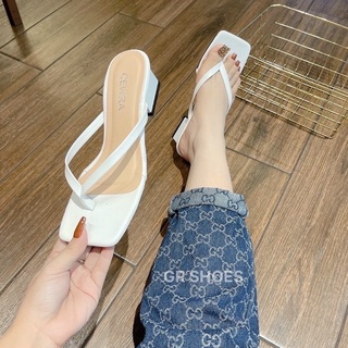 Dép guốc 3 phân gót vuông quai kẹp da trơn mềm