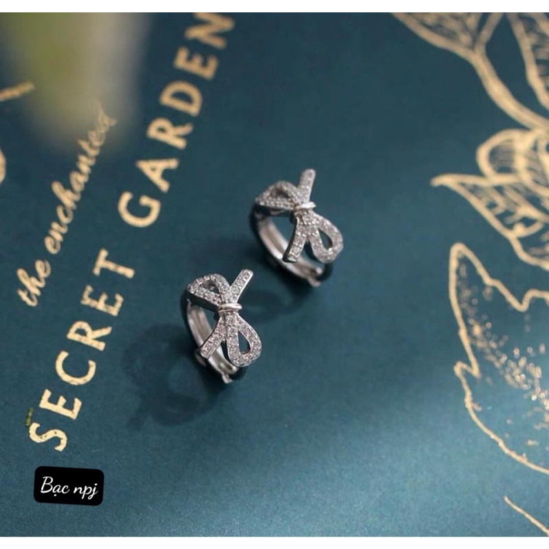 Bông tai Nơ xinh xắn, hoa tai nơ tiểu thư dễ thương_Bạc Ta -Bạc npj