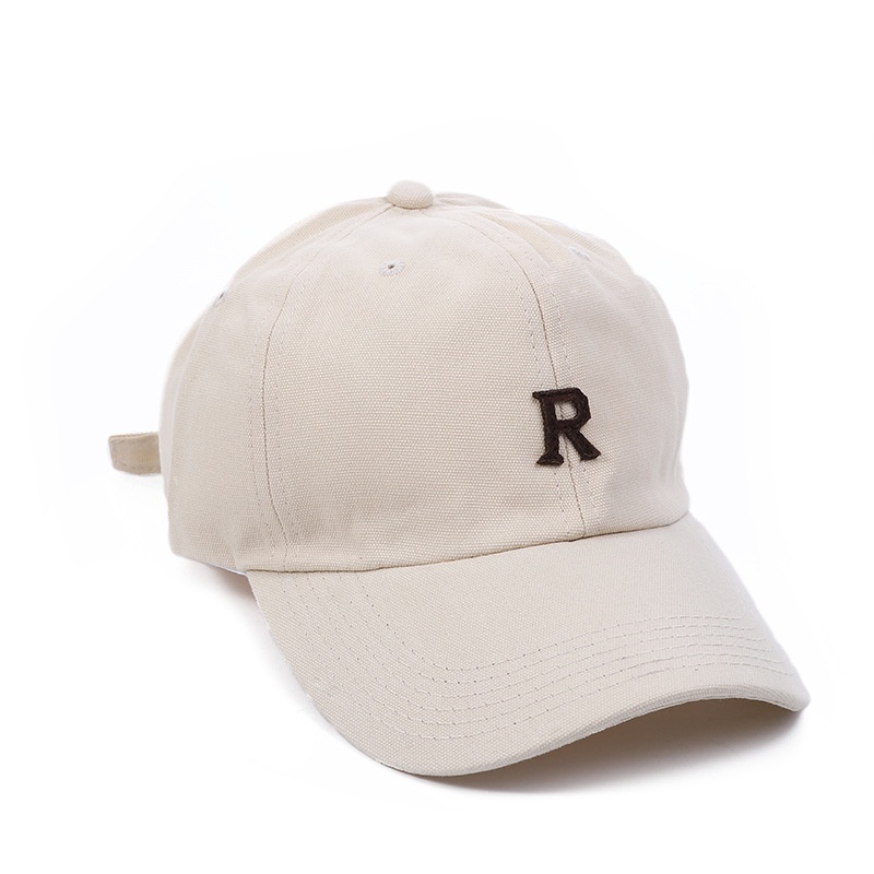 Mũ lưỡi trai LINJW bằng cotton mềm thêu chữ R phong cách Hàn Quốc cho nam và nữ