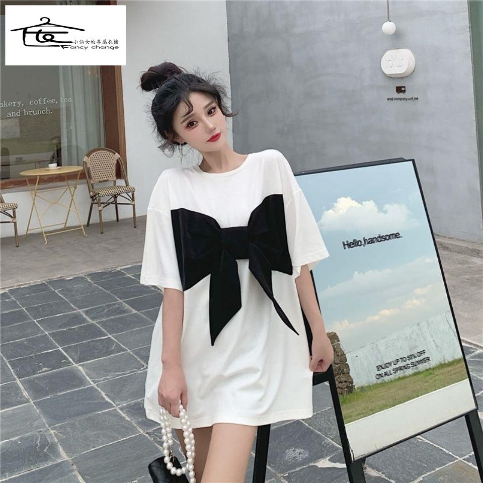 Áo Thun Tay Ngắn Phối Nơ Phong Cách Hàn Quốc Dành Cho Nữ