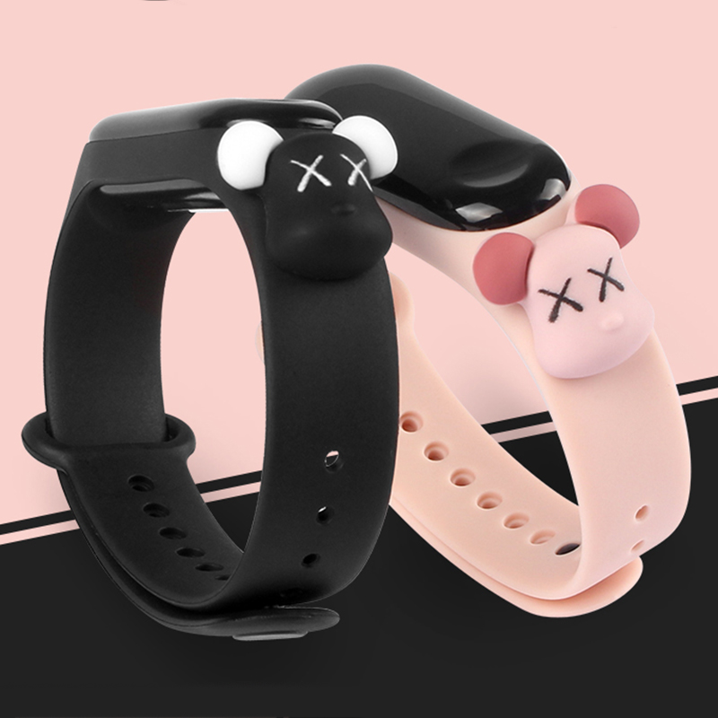 Dây Đeo Đồng Hồ Bằng Silicone Mềm In Hoạt Hình 3d Cho Xiaomi Mi Band 5 / 4 / 3