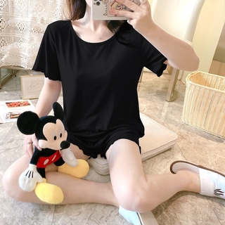 Bộ Đồ Ngủ Lụa Ngắn Tay Màu Trơn Cho Nữ