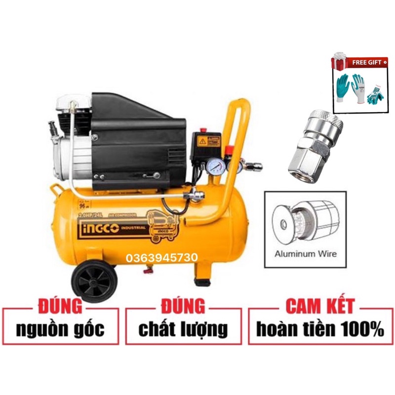 INGCO Máy nén khí có dầu 24L 1.5KW ( 2HP ) AC20248T (Cam kết Chính Hãng 100%)