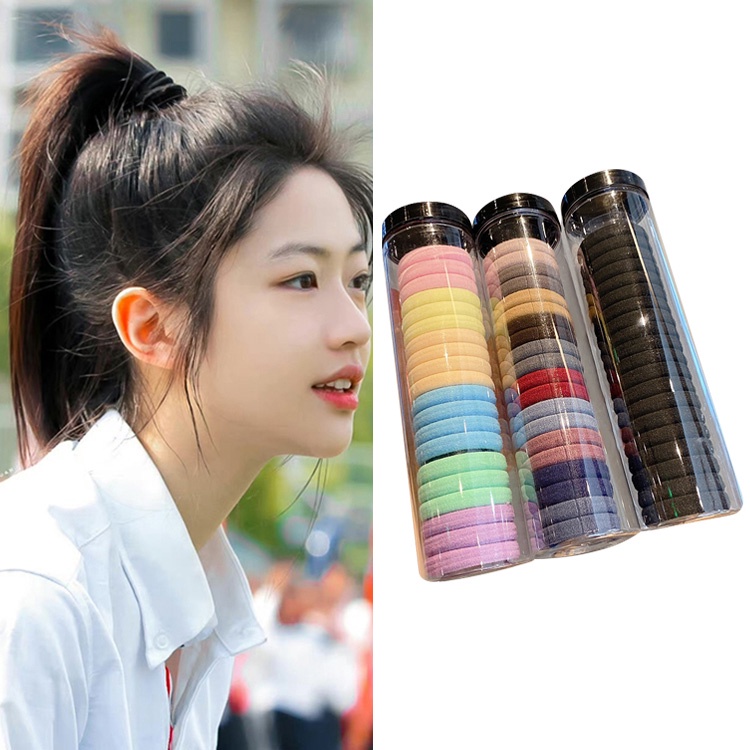 Dây Buộc Tóc Cao Su Co Giãn Không Đường May Màu Trơn Phong Cách Morandi Thời Trang Hàn Quốc