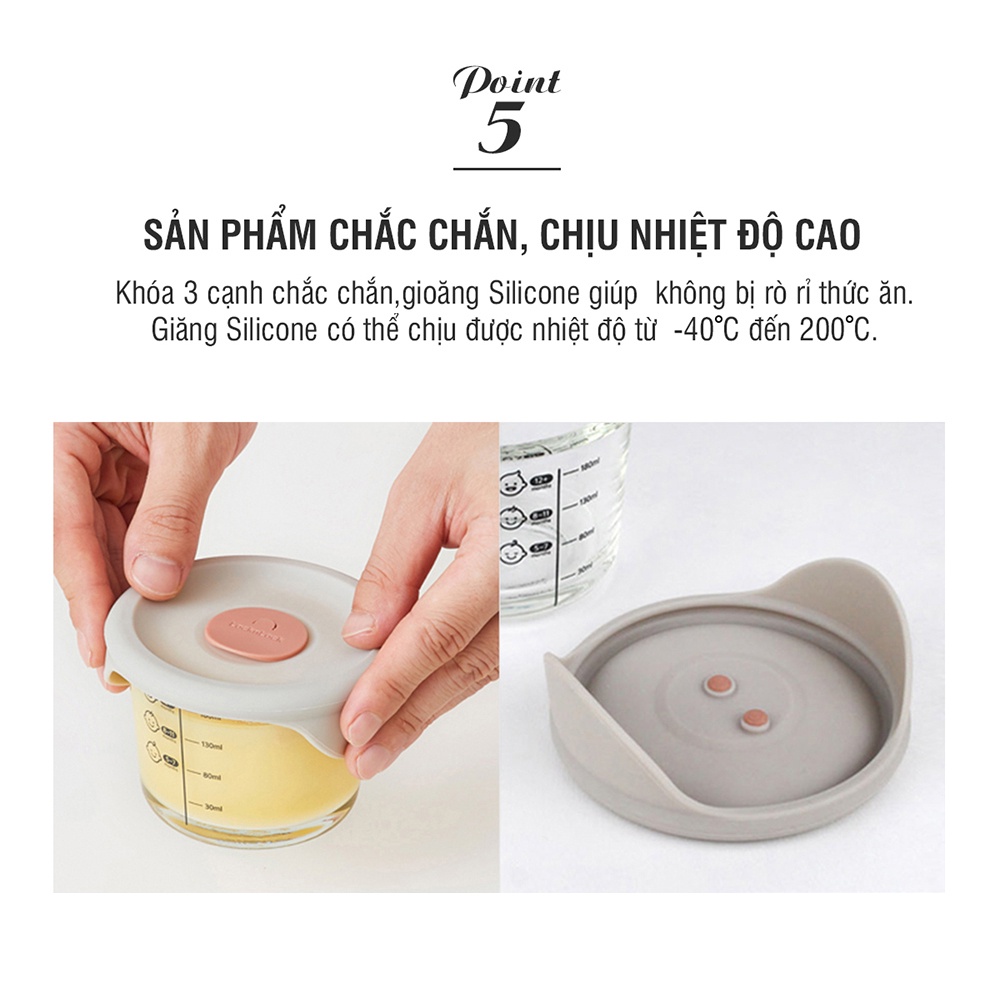 Set 3 hộp thủy tinh LocknLock đựng thức ăn dặm cho bé 230ml x 3 hộp LLG508S3 LLG508 có vạch chia - K-MALL