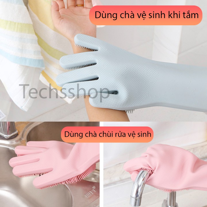 Găng Tay Rửa Chén Silicon Thần Thánh Bền Đẹp - Cặp Bao Tay Rửa Bát Nồi, Trái Cây, Chùi Rửa Trong Nhà Bếp Cách Nhiệt