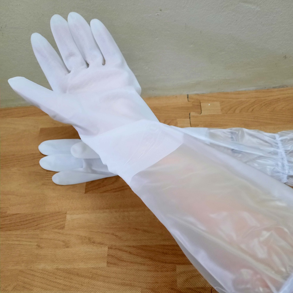 Găng tay cao su rửa Chén Bát lót Nỉ siêu Dai dài tay có chun chống tụt