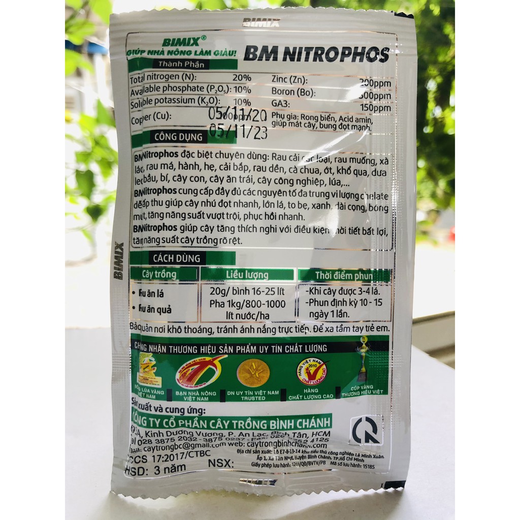 Bifolat Nitrophos 20g - Phân Bón Lá Chuyên Các Loại Rau
