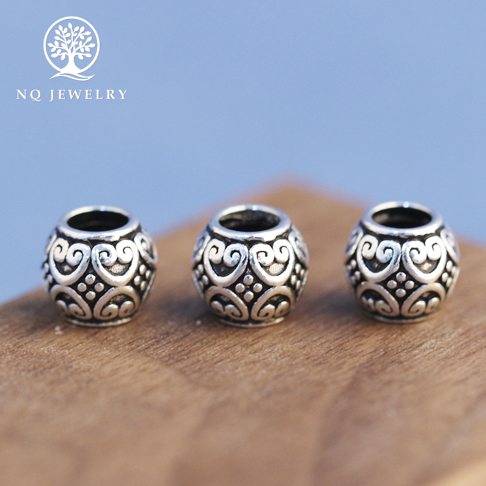 Charm hạt họa tiết trái tim - NQ Jewelry