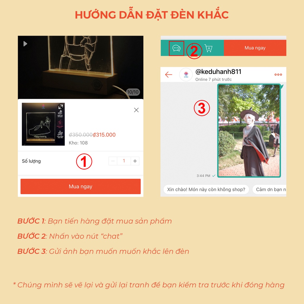 Đèn ngủ tự khắc theo yêu cầu, đế gỗ, tặng kèm bút khắc dùng trang trí decor, quà tặng sinh nhật