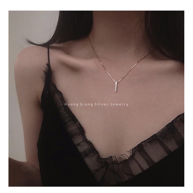 Dây chuyền thanh đá basic Bạc s925