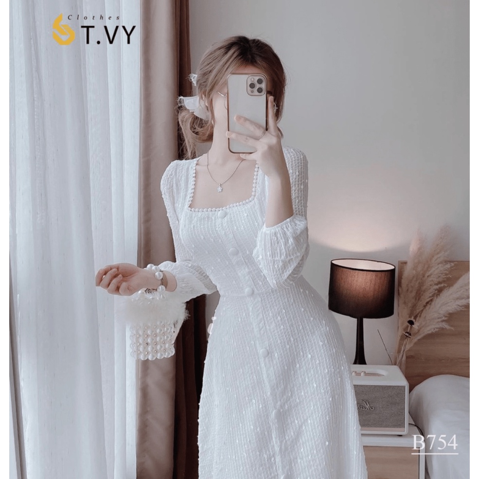 ĐẦM NỮ NÚT BỌC DỰ TIỆC TRẮNG TINH KHIẾT SANG TRỌNG TINH TẾ KẾT HỢP ĐI CHƠI ĐI LÀM CÓ ĐỦ SIZE H.H.P