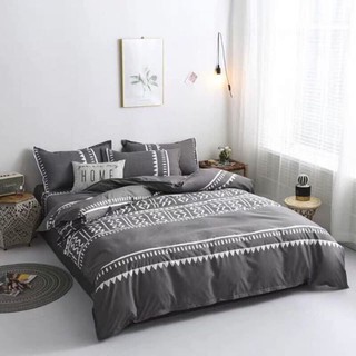 Cotton poly bộ chăn ga gối thổ dân xám