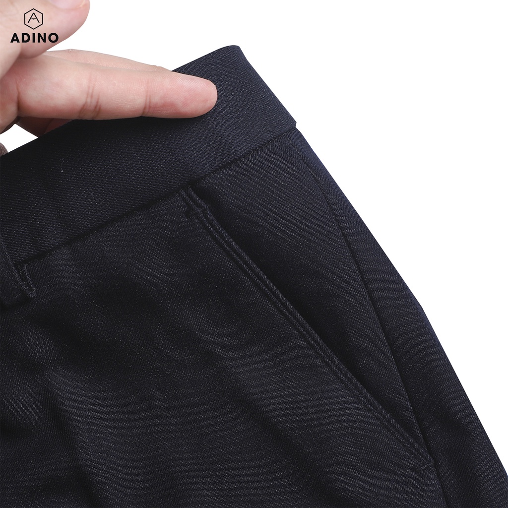 Quần âu nam ADINO màu xanh đen (than tối) vải cotton dày không bai không xù dáng công sở slimfit ống đứng hơi côn QA79