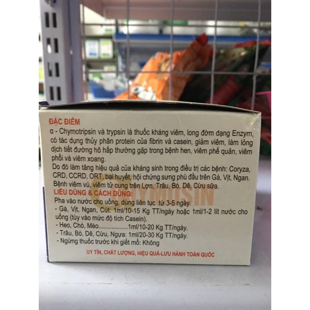 Chymosin - tiêu viêm, chống phù nề, giảm dịch nhầy, tan máu bầm - chỉ dùng trong thú y