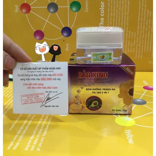 Kem Bảo Xinh Dưỡng Trắng Da Tái Tạo 3 in 1,10g Gía Bao Bì 68k