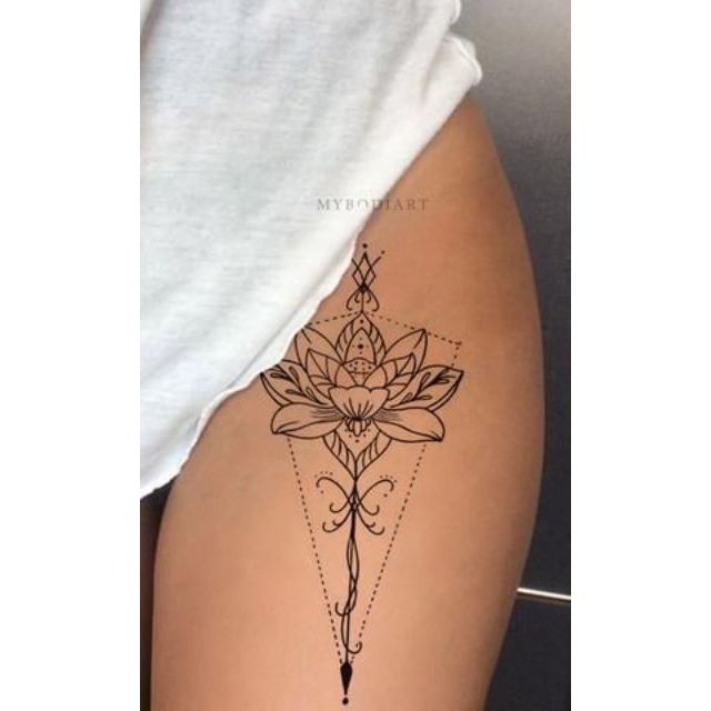 Hình xăm tatoo hoa sen size vừa xqb058