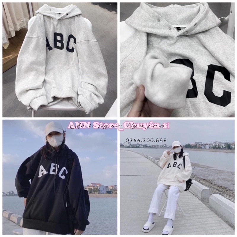 Áo nỉ hoodie ABC 2 lớp dày dặn nỉ bông tàu (annstore_ảnh thật)