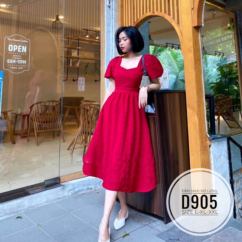 BIGSIZE Đầm nơ lưng D905