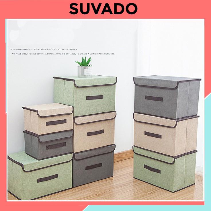 Hộp vải đựng đồ gấp gọn thùng đựng quần áo đồ lót đồ chơi đa năng bằng vải cứng, có nắp đậy HV01 SUVADO