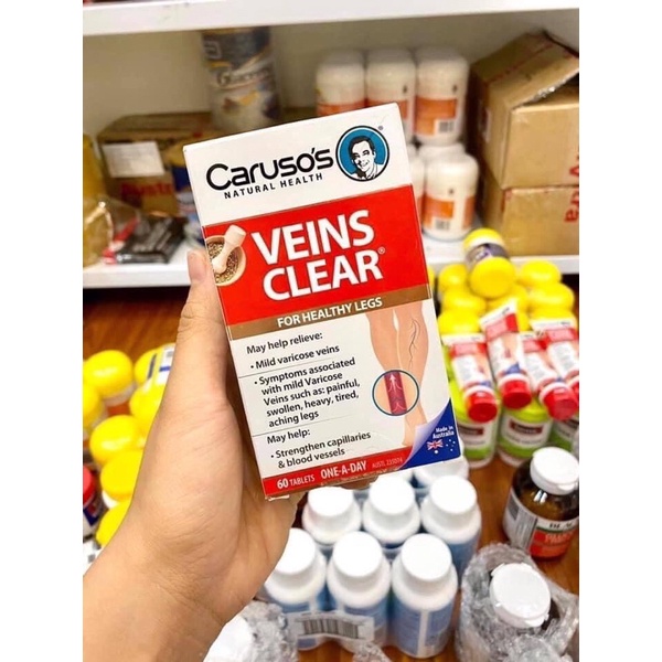 Viên uống hỗ trợ cải thiện giãn tĩnh mạch Venis clear Caruso's Úc 60 viên