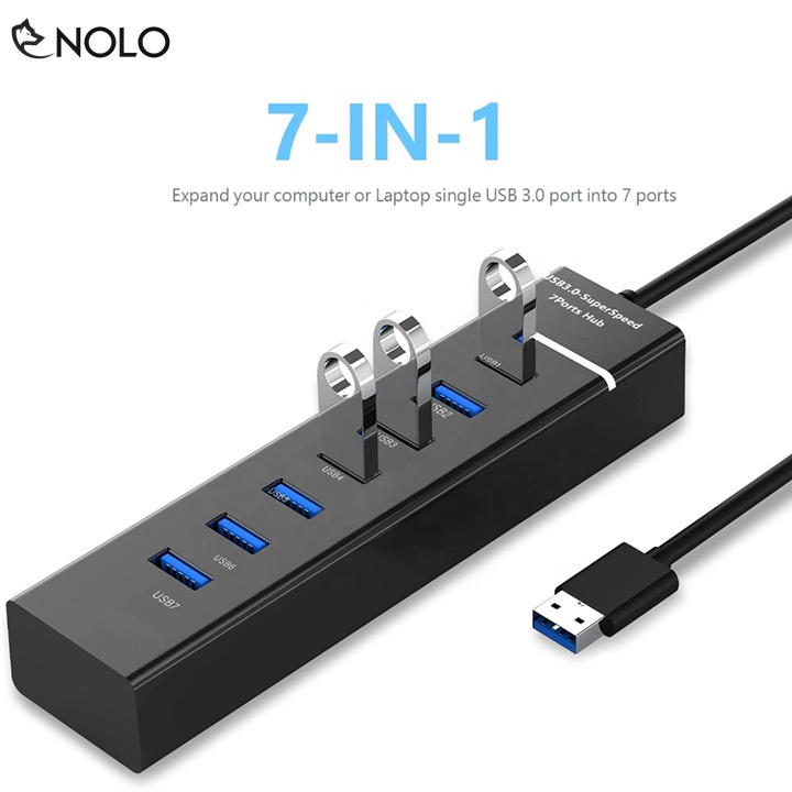 Bộ Chia USB Hub USB 7 Port Model M3 Tốc Độ Cao 3.0 Tương Thích HĐH Windows Mac Linux Máy Game PS