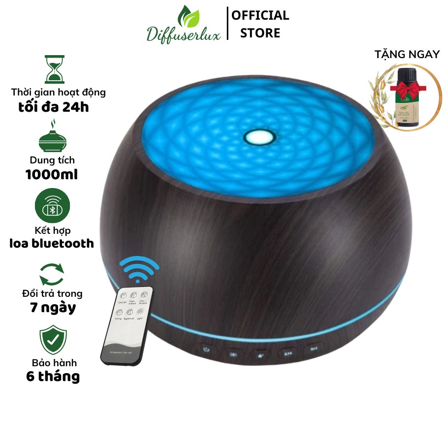 Máy xông tinh dầu Loa Bluetooth 1000ml hiệu ứng đèn siêu đẹp kèm điều khiển