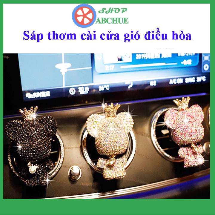 Sáp thơm xe hơi gắn cửa gió điều hòa hình Gấu đính đá siêu sang