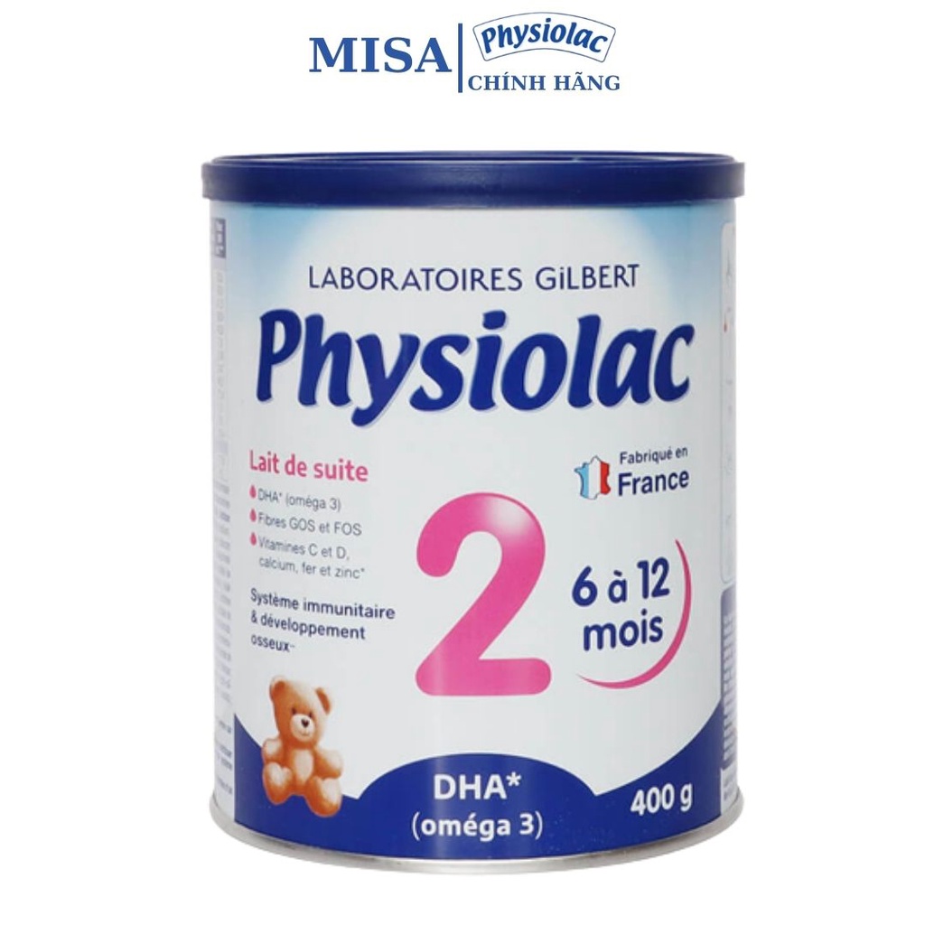 Sữa bột Physiolac số 2-400g cho bé 6-12 tháng date 2023, sữa công thức cho bé, Sữa physiolac nhập nguyên lon từ pháp