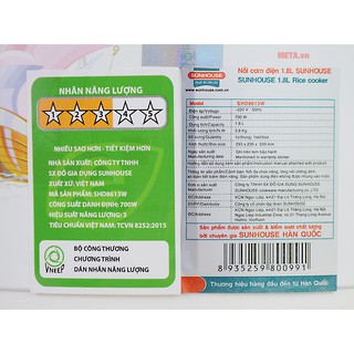 Nồi cơm điện Sunhouse SHD8613 1.8L