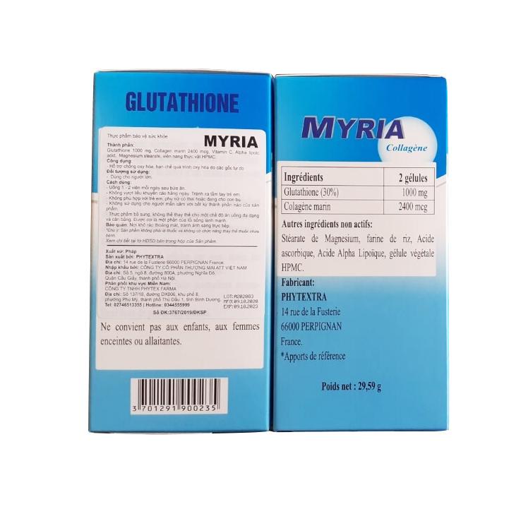 [GIÁ GỐC] Viên uống trắng da Myria Glutathione-chính hãng-nhập khẩu pháp