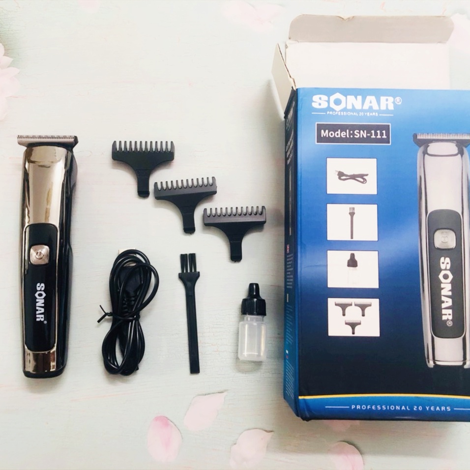 Bộ Dụng Cụ Tông Đơ Cắt Tóc Nam Dùng Pin Sạc USB Kèm Gá Lược Nhiều Cỡ - Máy Cắt Tóc Nam Tự Cắt Tóc Tại Nhà