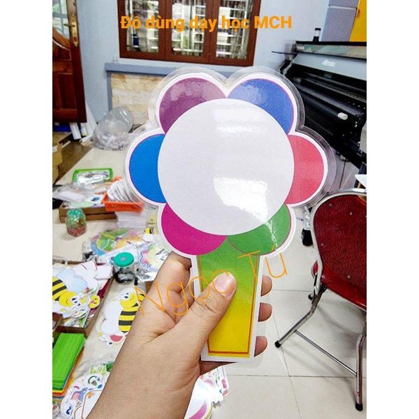 💥Thẻ Hoa cầm tay ghi đáp án 1 mặt ABCD ĐS, Số,  Dấu...