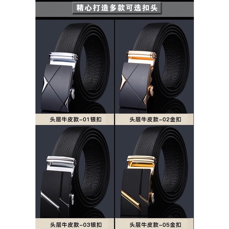 Thắt Lưng Da Bò Nam Cao Cấp Khóa Tự Động Mặt Phối Kẻ Chéo Kiểu Dáng Sang Trọng Lịch Lãm Bền Đẹp