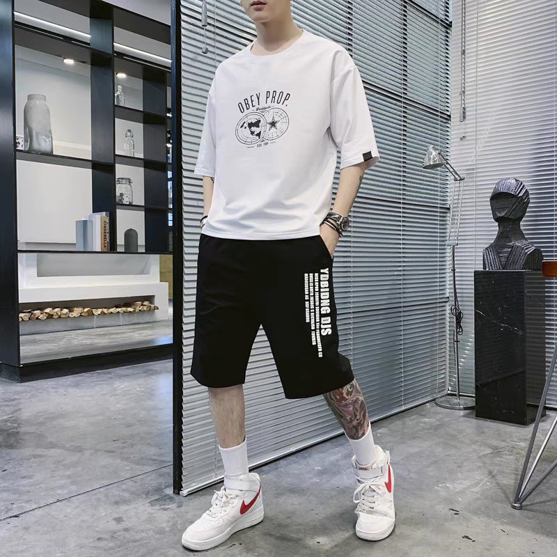 Bộ đồ mặc nhà,bộ cộc tay OBEY PROP,quần áo tập gym chất thun cotton-ANPAZA | BigBuy360 - bigbuy360.vn