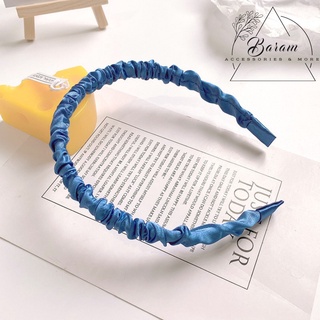 Cài tóc băng đô bờm nữ lụa satin nhún Baram