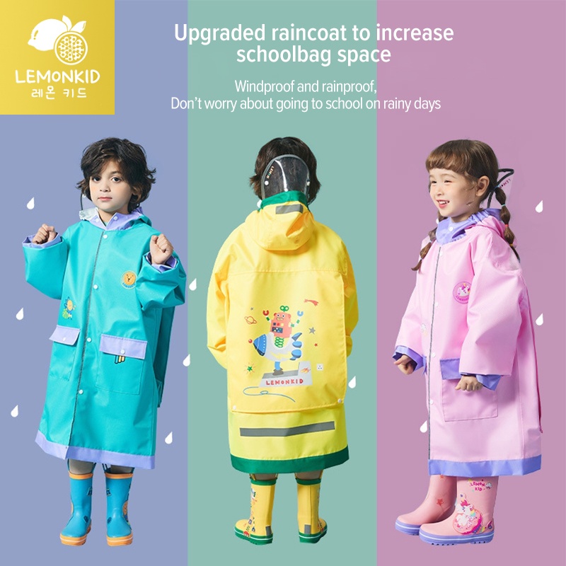 Áo mưa trẻ em Lemonkid chống thấm nước thiết kế có túi và mũ xinh xắn dễ thương