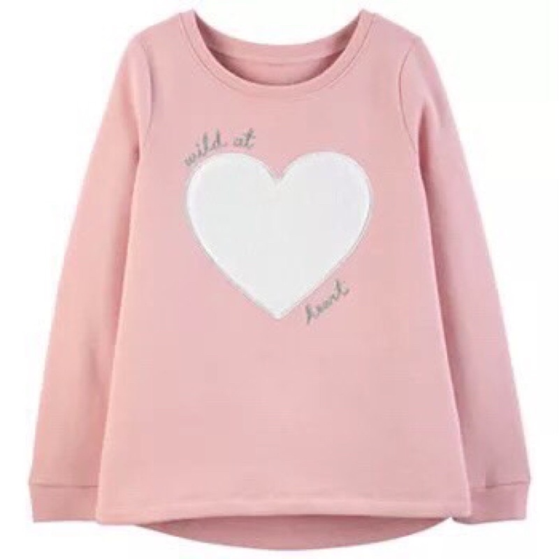 Áo Nỉ Hồng Trái Tim Thêu Đắp Carter’s Dư Xịn Bé Gái Size 2-7y