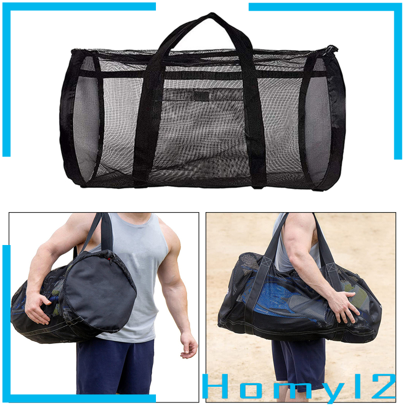 [HOMYL2]Black Mesh Beach Bag and Totes Extra Large Beach Bag with Zipper Oversized Big Beach Storage Bag for Towels Beach Toys Family Pool Trip Home Organizer