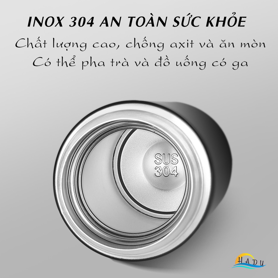 Bình giữ nhiệt Inox 304 500ml cao cấp an toàn theo dõi nhiệt độ trong bình có thể pha trà HADU