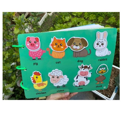 Học liệu bóc dán Montessory cho bé, học liệu busy book bóc dán thông minh 17 chủ đề, Sách bóc dán tiếng Anh