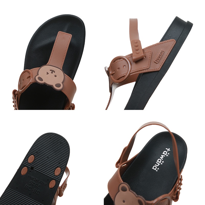 Giày Sandals nữ có trang trí gấu😍TAWANA💥Dép cao su dẻo