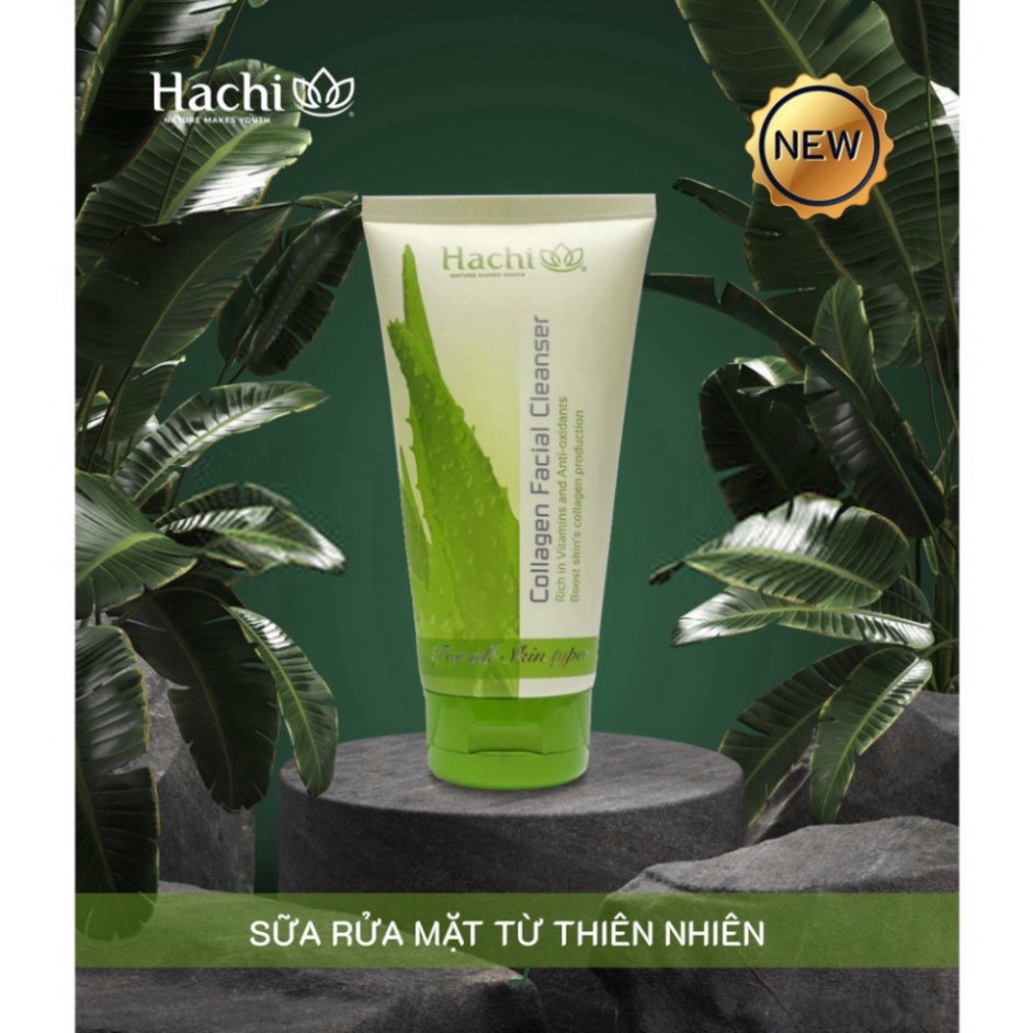Sữa rửa mặt HACHI COLLAGEN FACIAL CLEANSER 150G free ship làm sạch mạnh mẽ nhưng vẫn vô cùng an toàn và dịu nhẹ